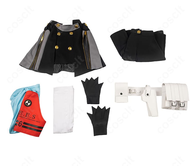 山岸風花 新戦闘服コスプレのセット内容一覧。マント、トップス、スカート、小物一式を確認できる画像。