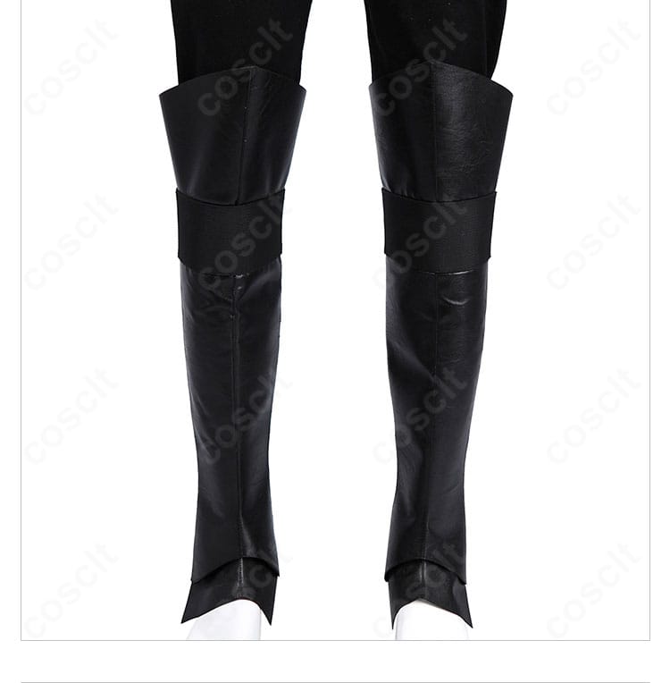 セフィロスコスプレ衣装の腿部装飾アップ。レッグカバーの形状