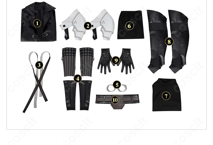 セフィロスコスプレ衣装のフルセット内容を並べた画像