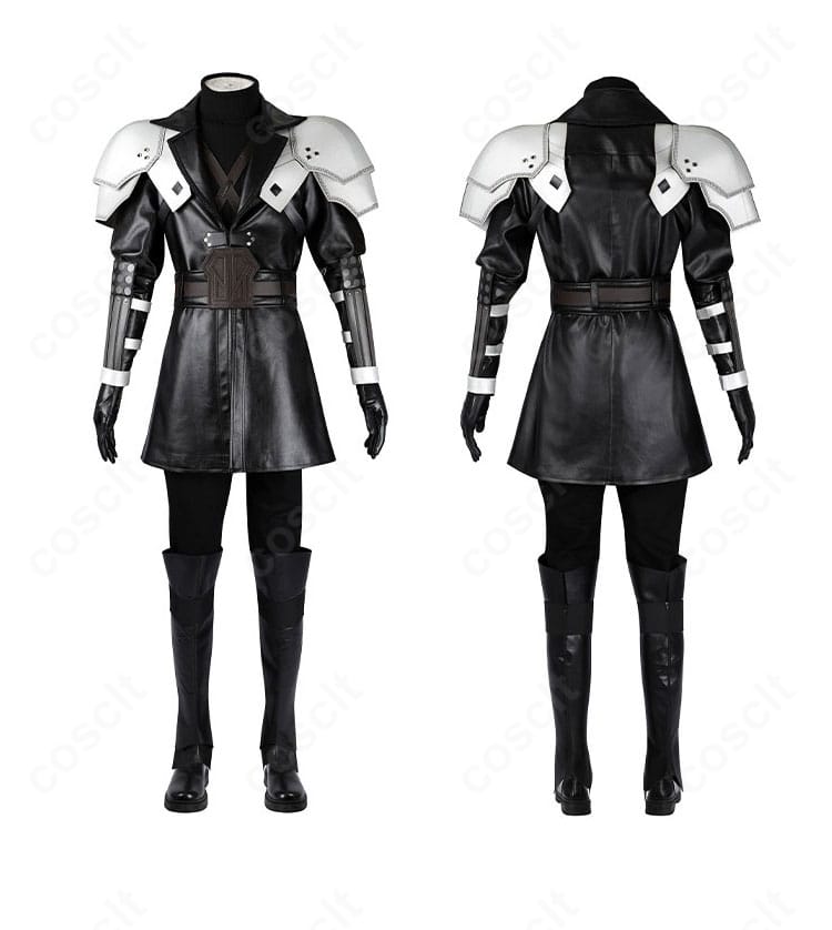セフィロス少年期コスプレ衣装の正面と背面。コートとアーマーの全体シルエット