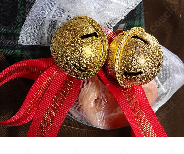 鈴飾りの近接写真。金属光沢と取り付け部の仕上げを確認できるディテール