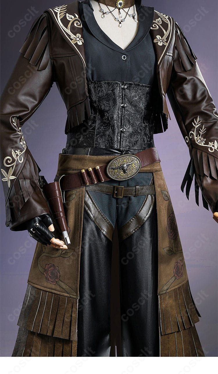 バーメイド ブラックローズの胸元〜装飾ディテール。チョーカーや金属調パーツの質感を強調。