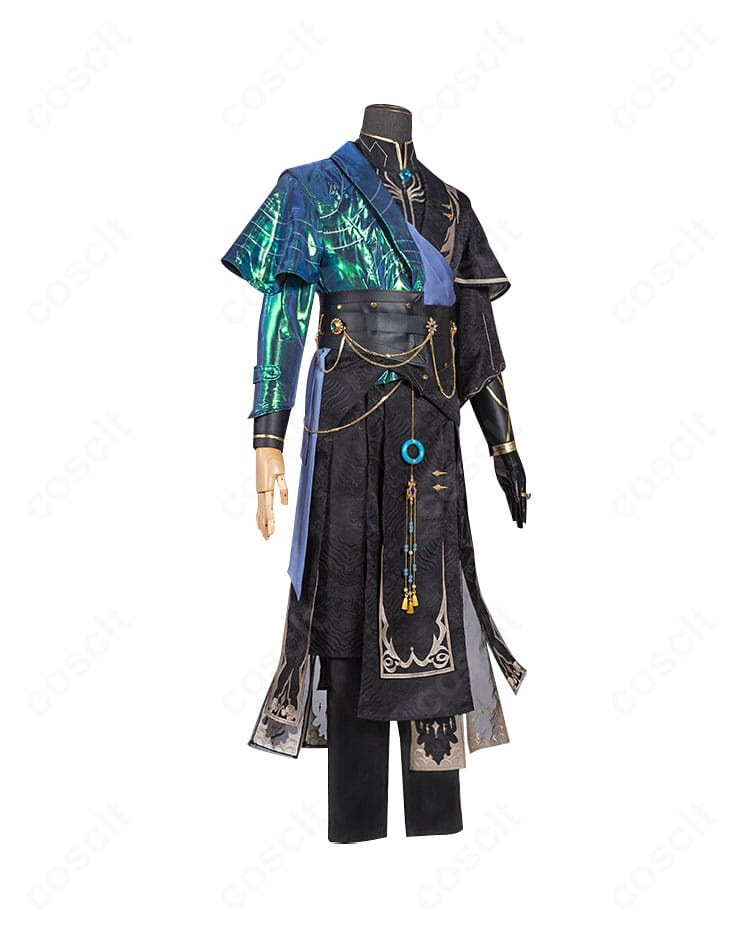 側面ディテール：コルセットベルトとスカートライン、装飾の立体感