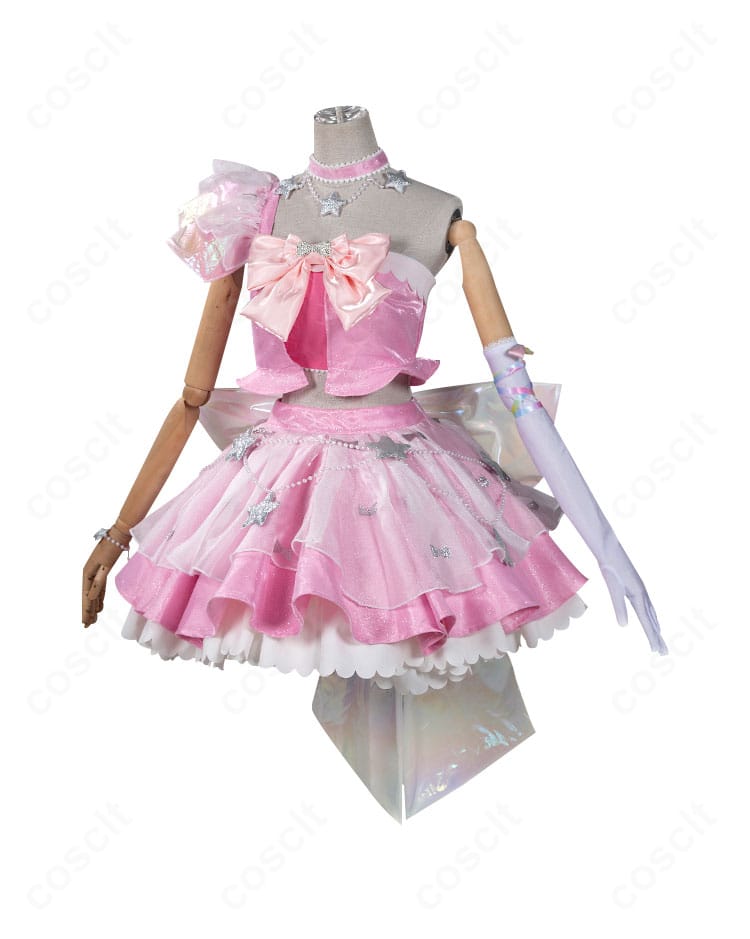 春音あいら コスプレ衣装の側面。ウエストラインと裾飾り、立体的な装飾の配置を確認可能。