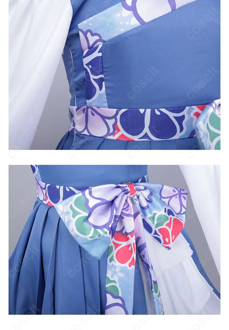 サラ・ダ・オディン衣装の腰リボンと背面の蝶結び。立体感のある結び目とエレガントな落ち感を示す画像。