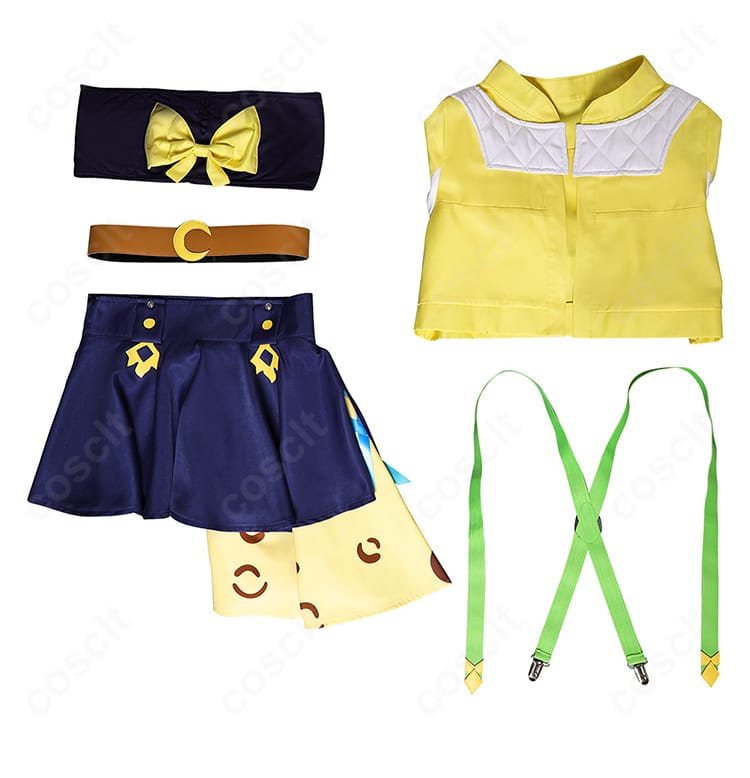 ジャングルポケット 勝負服コスプレのセット内容一式（ジャケット、スカート、チューブトップ、サスペンダー、ベルト）