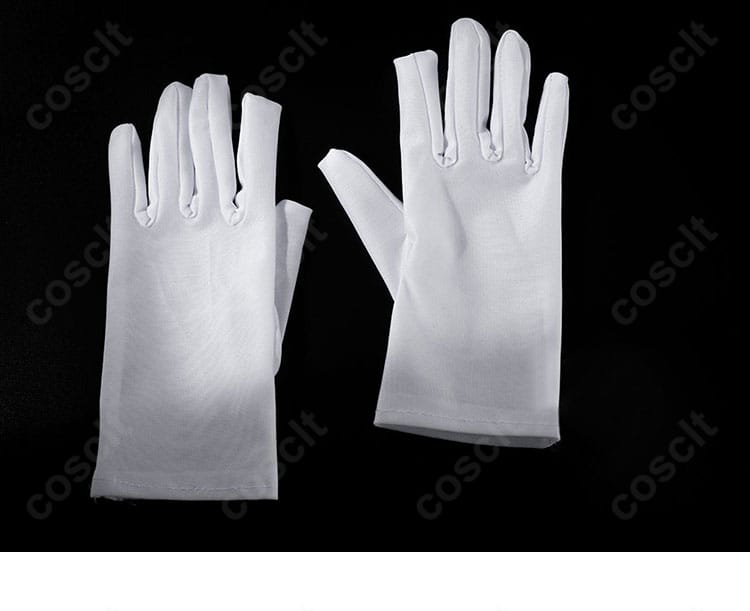 手袋のデザインと装飾の接写。コス全体の統一感を高めるアクセント