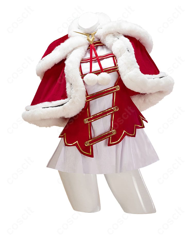 コードギアス C.C. サンタ衣装 正面全身。ハリ感のあるシルエットと胸元装飾が映えるデザイン