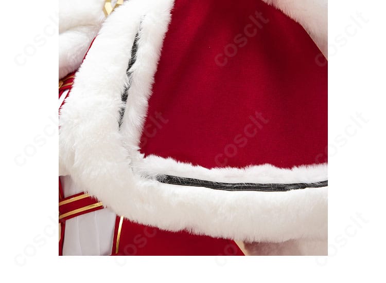 コードギアス C.C. サンタ衣装 披肩（ショール）装飾のディテール。縁取りとステッチの仕上がり