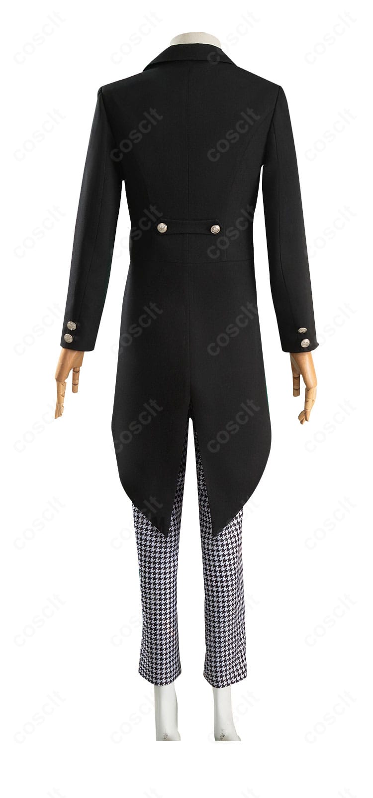 ハーマン・グリーンヒル 学園制服の背面。ロングコートの美しい落ち感とエレガントなライン。