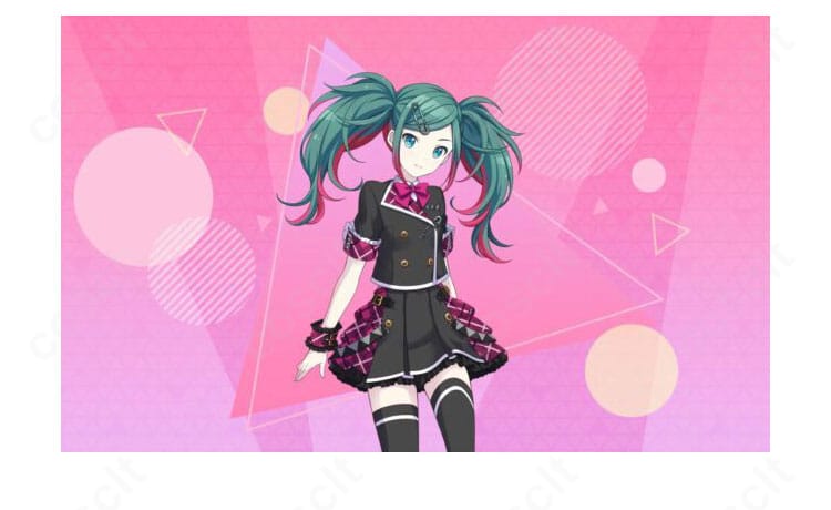 プロセカ 初音ミク Leo/need バーチャル・シンガー衣装の全身キャラクターイメージ。アイドルテイストの再現ポイントが分かるビジュアル。