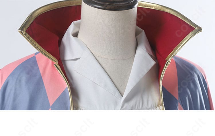 ハウルのコスプレ衣装 袖口ディテール。袖口のカットラインと装飾の縫製が分かるアップ