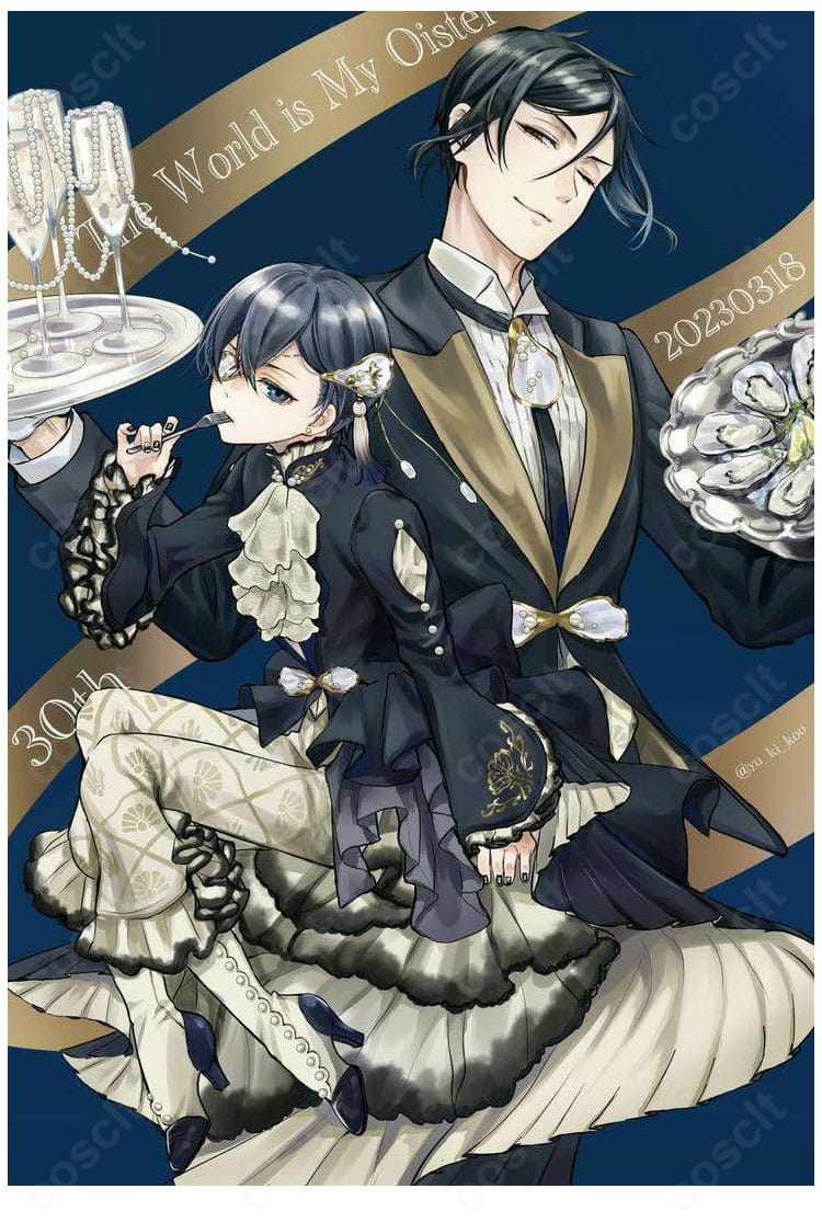 シエル・ファントムハイヴのコスプレ衣装。黒執事の貴族風スーツを端正なシルエットで再現した全身イメージ。