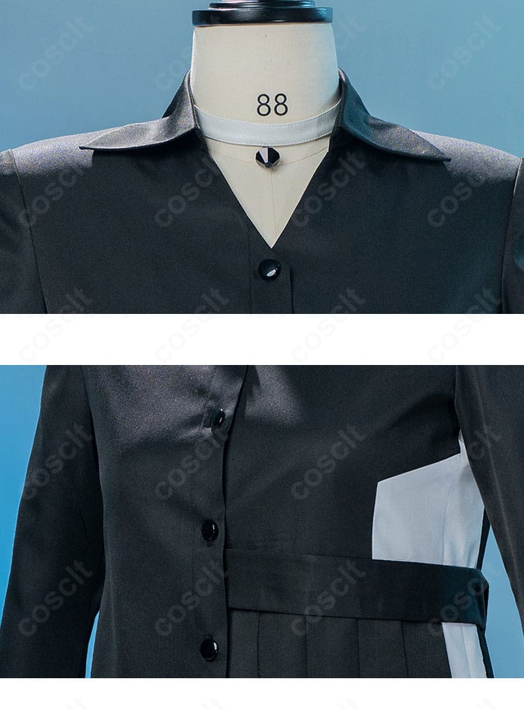 プロセカ 小豆沢こはね 襟元・ネックラインのデザイン細部。高級感のある装飾と縫製仕上げ。