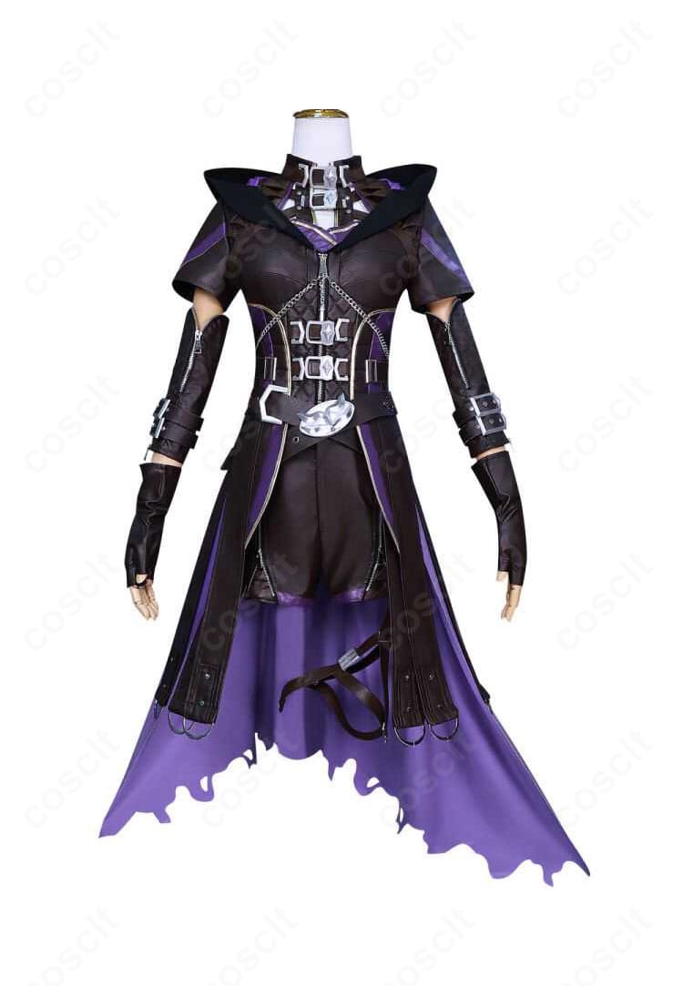 恋と深空「闇夜の潜行」戦闘服の正面全体。ハリ感のあるシルエットと装飾配置、縫製の仕上がりが分かるコスプレ衣装写真。