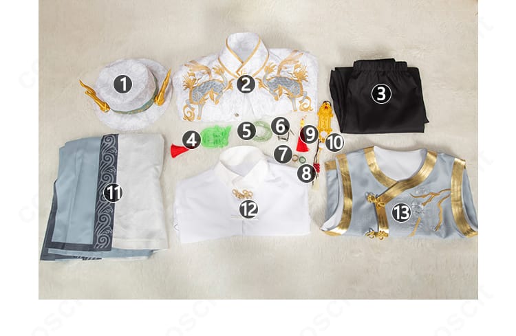 セット内容一式:帽子、コート、ズボン、スカート、インナー、ベスト、各種アクセサリー