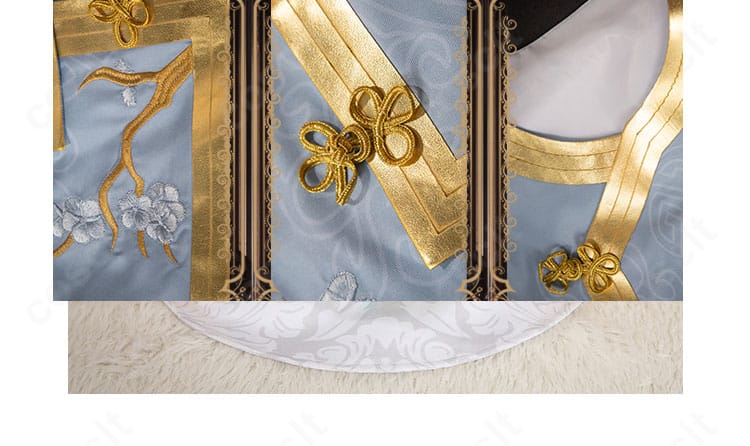 斜襟デザインと前合わせ部の装飾ディテール(麒麟商人SSR)