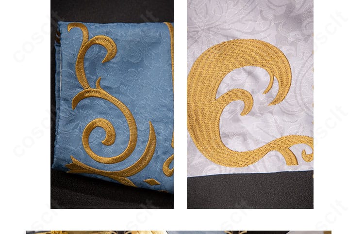 袖口装飾のディテール。模様と縁取りの仕上がり