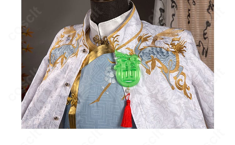 白黒無常 謝必安コスプレ衣装・襟元装飾のクローズアップ(麒麟商人SSR)