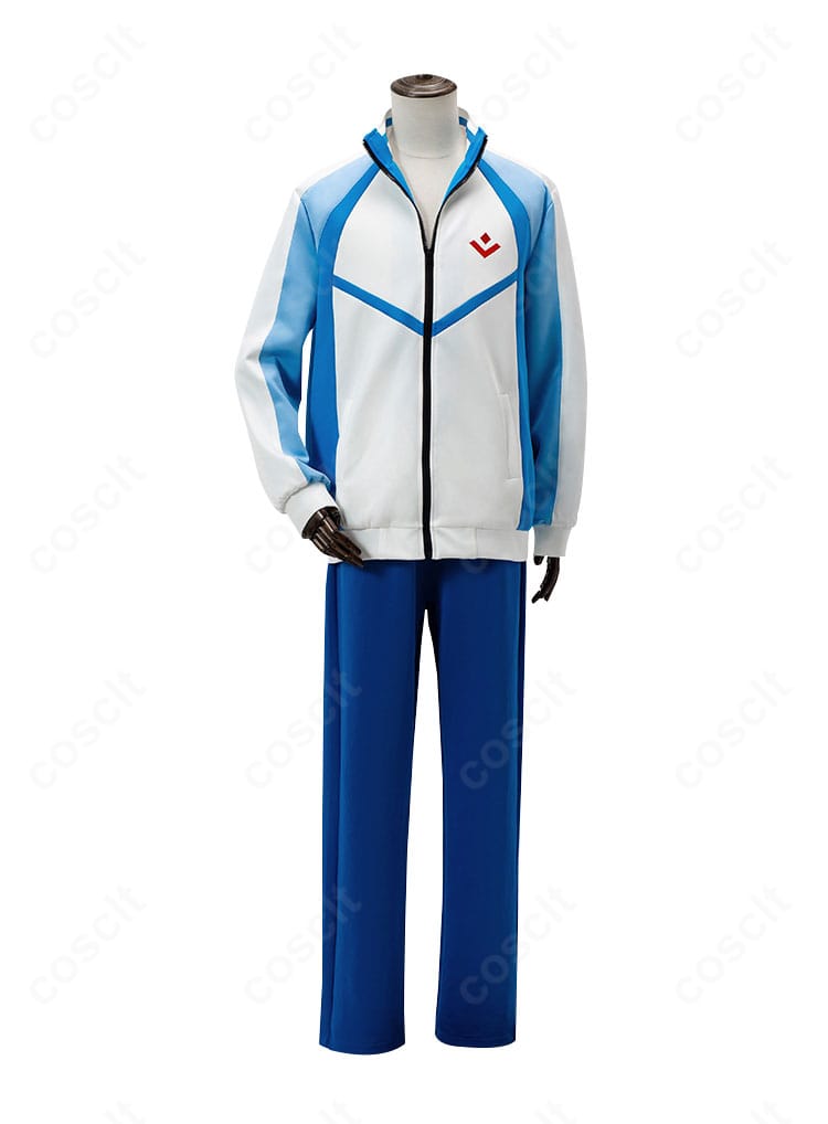 Free! 岩鳶高校水泳部ジャージ コスプレ衣装の正面全体図。配色とロゴ位置を忠実に再現