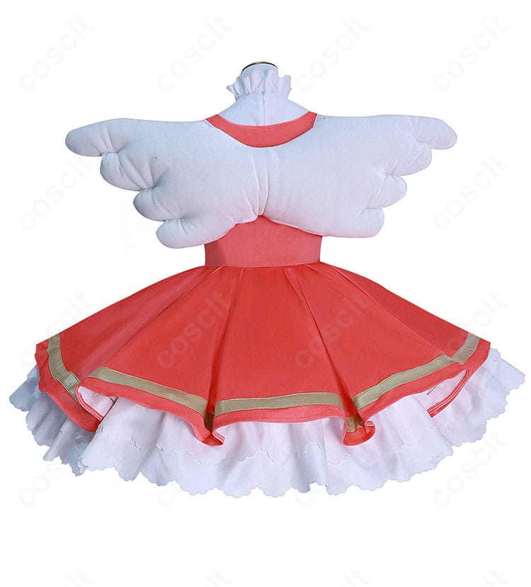 背面からの木之本桜コスチューム。背中の翼パーツとスカートの広がり、留め具位置がわかる画像。