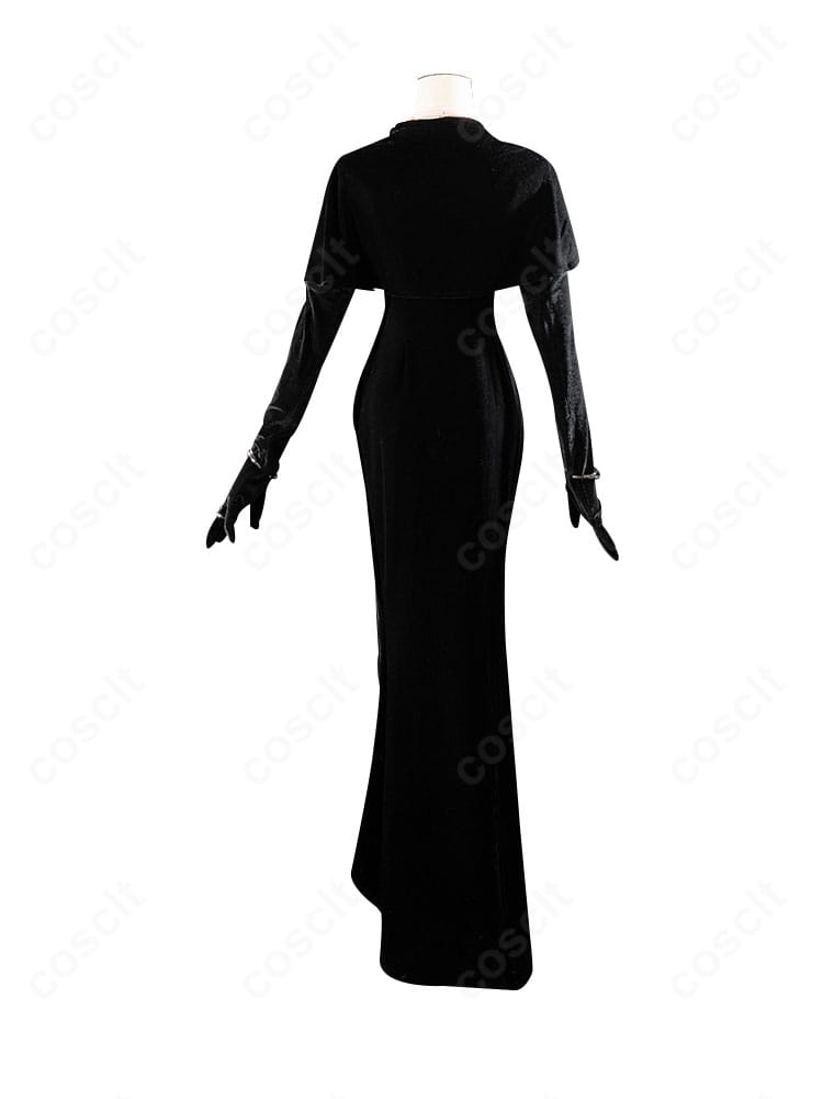 ストッキング・アナーキーのカジノドレス衣装 背面。装飾と配色で世界観を表現した背面デザインを鮮明に示すカット。