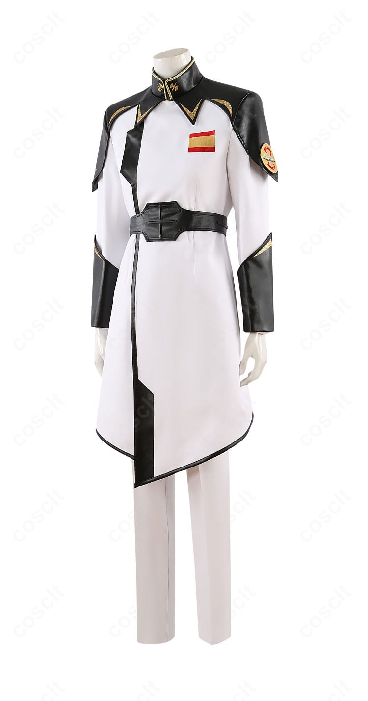 イザーク・ジュール 制服コスプレを左側から。肩章と背面へのラインの流れを確認