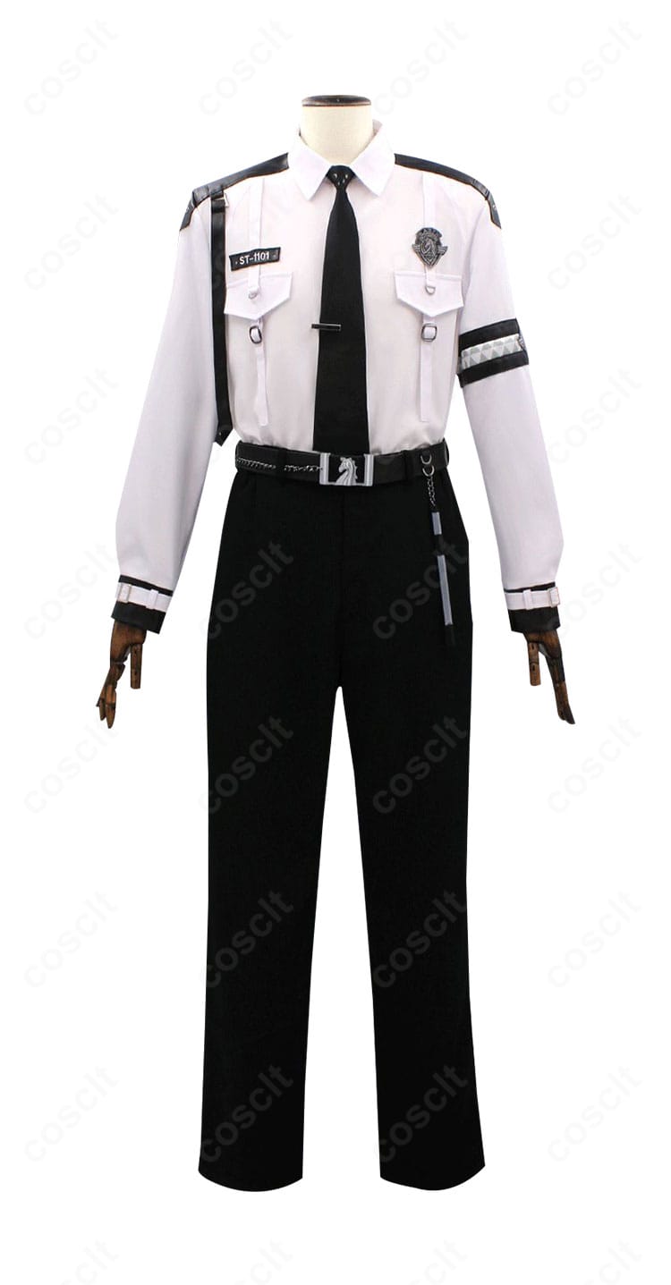 恋と深空 セイヤ コスプレ衣装の正面全身。直線的シルエットと落ち着いた色味がクールに映える。