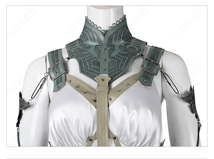 ティファ ルーザ姫ドレスの前胸刺繍と装飾ディテールの近接写真