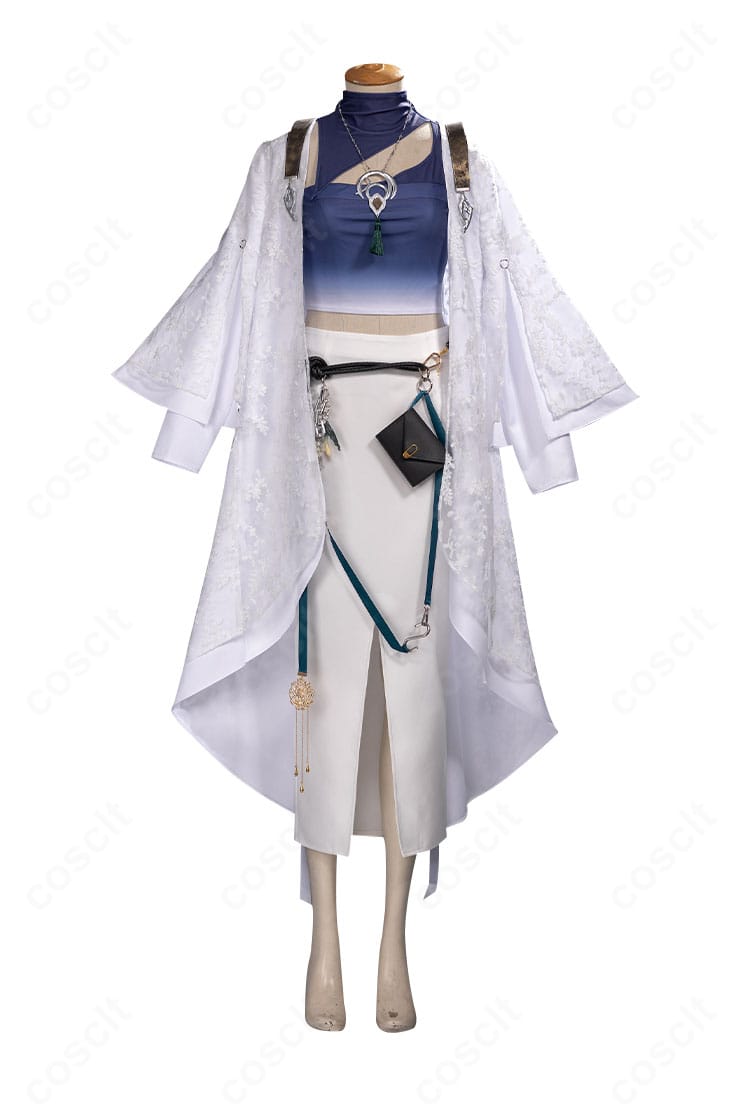 無期迷途 杜若(トジャク)コスプレ衣装の正面全身。上品な配色とシルエットが映える構成。