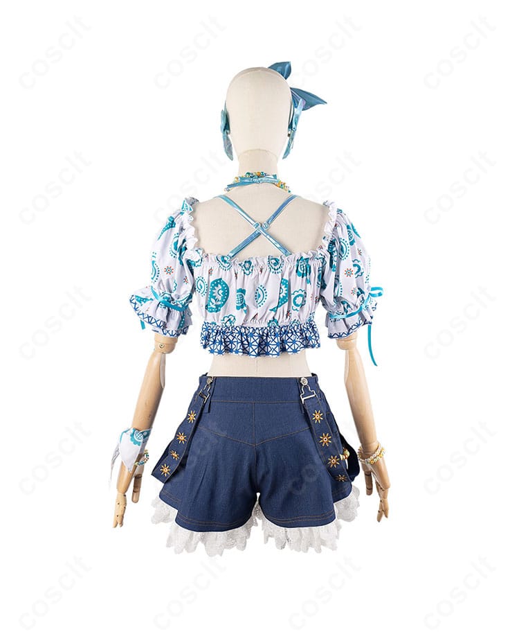 日野下花帆・乙宗梢 夏めきペイン衣装の背面。背ファスナーの位置と後ろ側の装飾ディテールを確認可能。