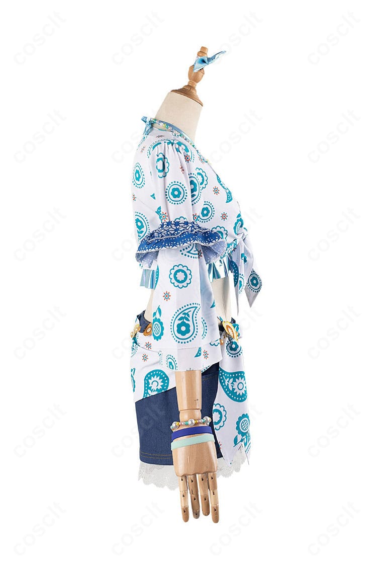 右側装飾のクローズアップ。村野さやか・夕霧綴理の衣装に合わせた腰布とパーツ配置