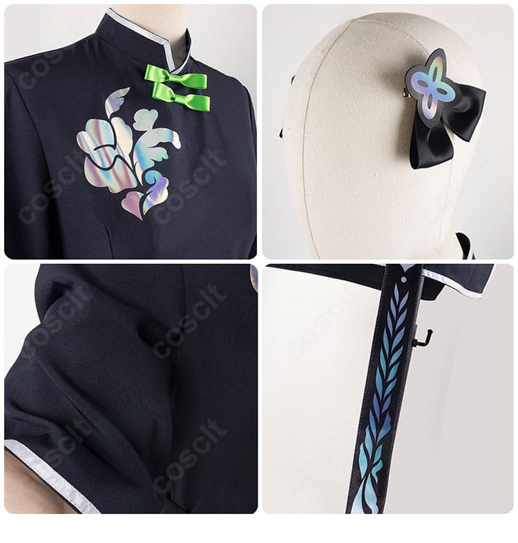 春原シュン(幼女)衣装の服飾装飾アップ。生地質感とステッチ、リボンの質感