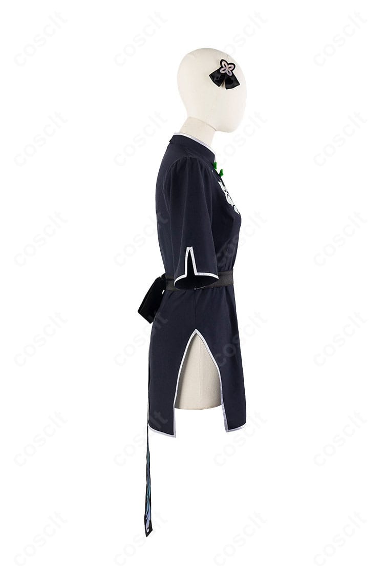 春原シュン(幼女)衣装の右側装飾ディテール。ベルト端やリボン結び目の近接