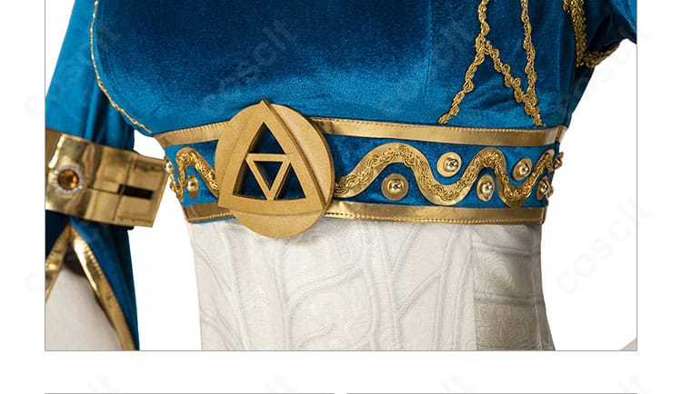 ゼルダ姫王女衣装の衣襟装飾ディテール。華やかな意匠で顔まわりを美しく演出。