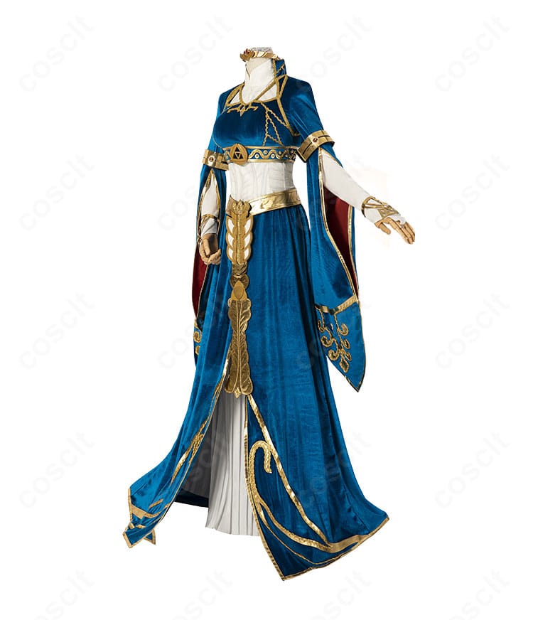 ゼルダ姫王女衣装の左側面全景。滑らかなAラインと装飾配置を強調。