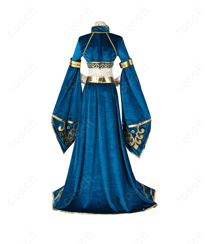 ゼルダ姫王女衣装の背面。背面ファスナーとゴールド装飾のディテールが際立つ。