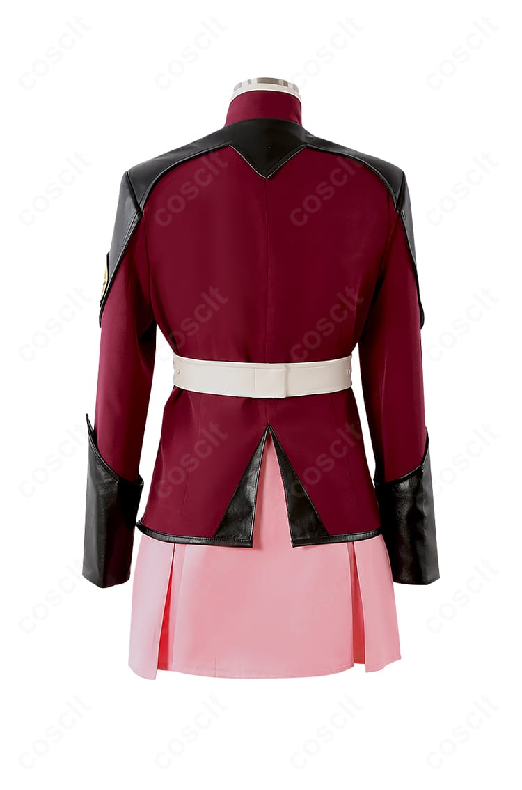 ルナマリア・ホーク衣装の背面。背面ヨークや縫製ライン、ベルト通しまで丁寧に再現。