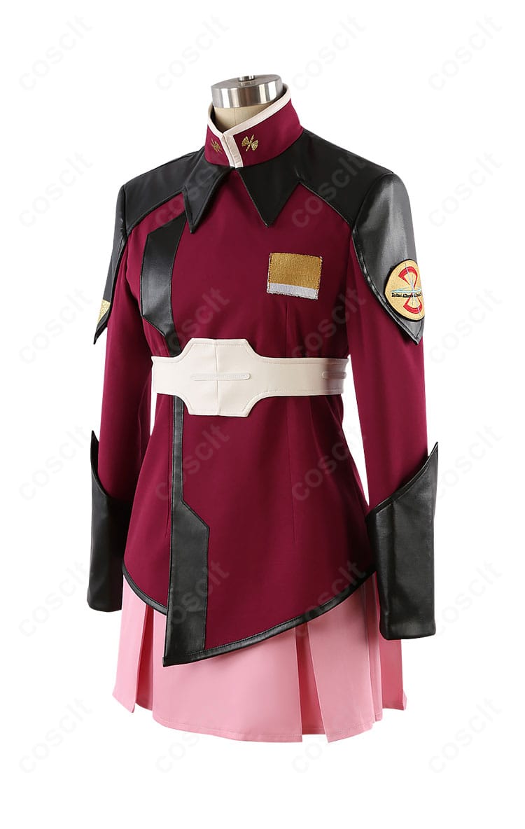 ルナマリア・ホーク衣装の側面。ウエストラインとミニスカのAラインがきれいに映えるシルエット。