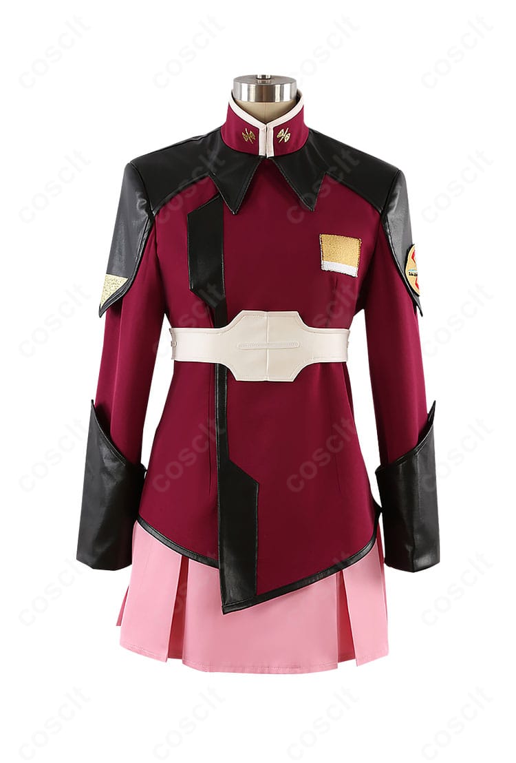 ルナマリア・ホーク衣装の正面全体。襟元・肩章・ベルト位置まで設定通りに仕上げた精緻な作り。
