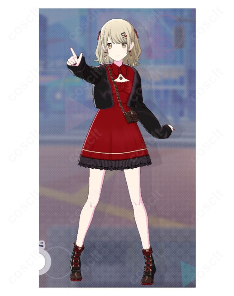 プロジェクトセカイ 小豆沢こはね 小悪魔系スイートチョコレート衣装のビジュアルイメージ。小悪魔×チョコの甘辛デザインが映える全身コーデ。