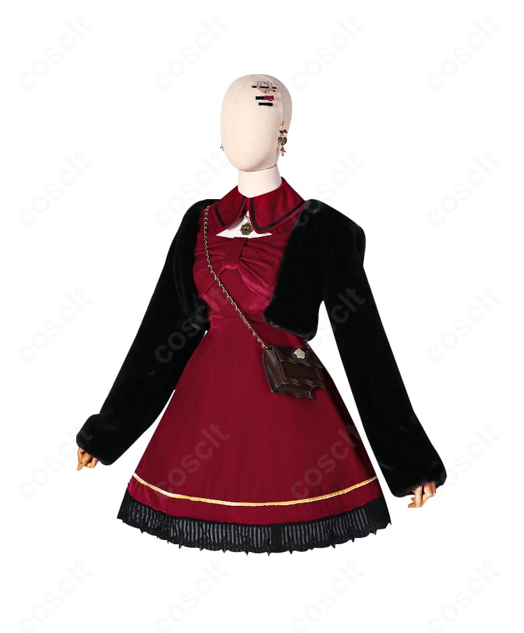 プロジェクトセカイ 小豆沢こはね 小悪魔系スイートチョコレート衣装の正面全身写真。配色コントラストと美シルエット、縫製の丁寧さが分かるカット。