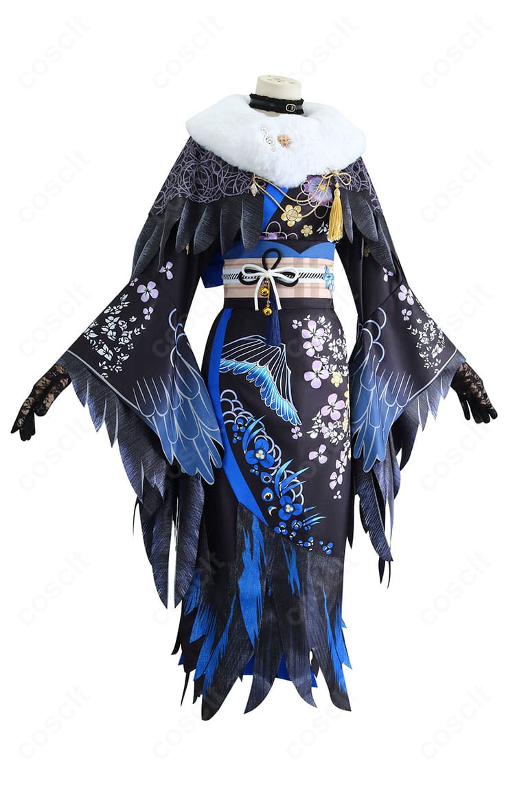 ホロライブ ネリッサ・レイヴンクロフト正月衣装の側面シルエットと帯位置