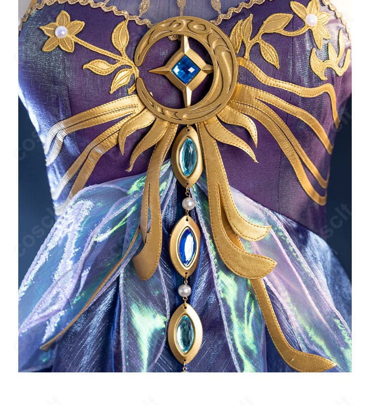 胸元装飾の精密さと女神モチーフを強調したグレイス(漁女)衣装の前面ディテール