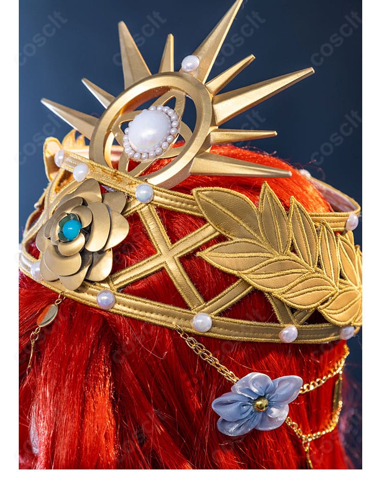 頭飾りの装飾ディテールを拡大し、宝飾の配置と質感を示す画像