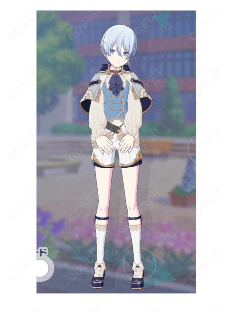 プロジェクトセカイ 宵崎奏のステージ衣装コスプレ一式。落ち着いた色味ときれいなシルエットが映えるデザインの全身イメージ