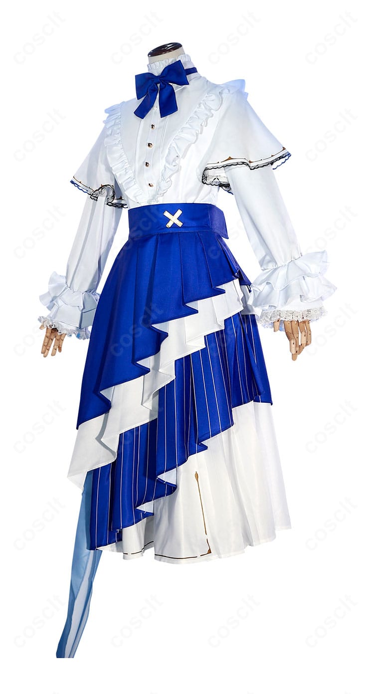 エリーラ・ペンドラ コスプレ衣装の左側面。配色のコントラストと袖ラインの整いを強調。