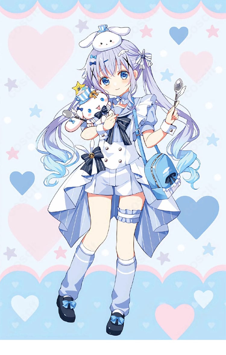 ご注文はうさぎですか?BLOOM 香風智乃のラビットハウス制服コスプレ一式。キャラクターの雰囲気を高再現した清楚なデザイン。