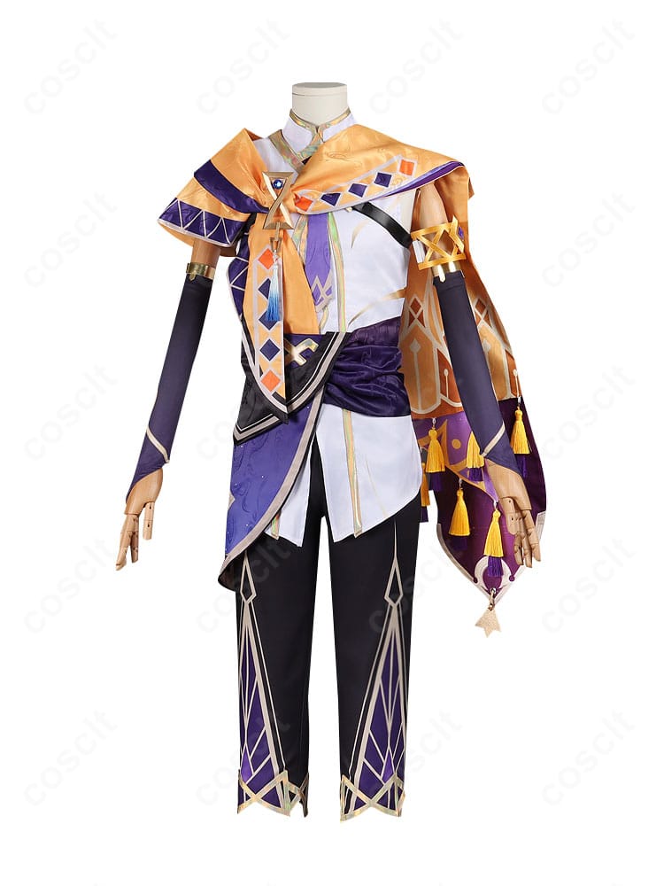 セトス コスプレ衣装の正面全身。トップスとコルセット、胸飾りの配置がわかる高再現デザイン。