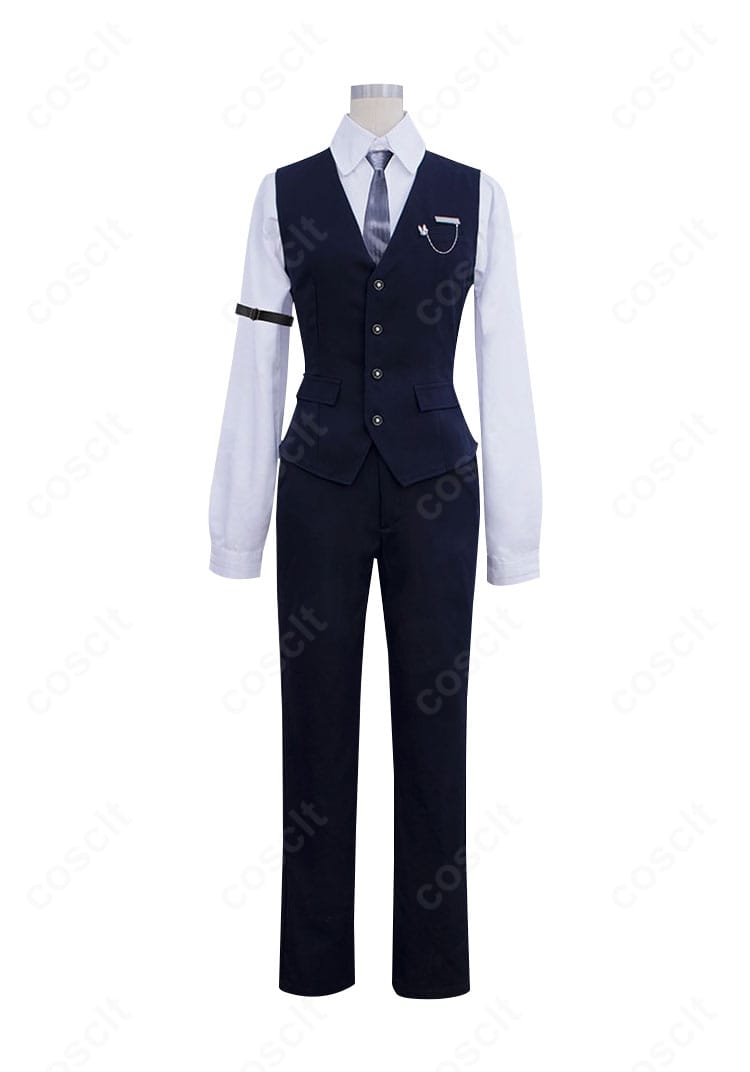 セイヤ うさ耳執事コスプレ衣装の正面全身。ベストとネクタイのラインが際立つクールなシルエット。